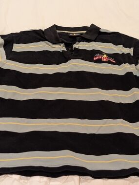 Alpine Club Switzerland XXL Striped Polo Shirt - Navy,Light Blue,Yellow